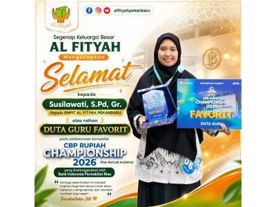 Kepala SMPIT Al Fityah Pekanbaru Raih Penghargaan Duta Guru Favorit pada CBP Rupiah Championship 2026