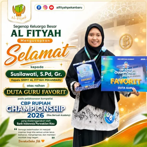 Kepala SMPIT Al Fityah Pekanbaru Raih Penghargaan Duta Guru Favorit pada CBP Rupiah Championship 2026