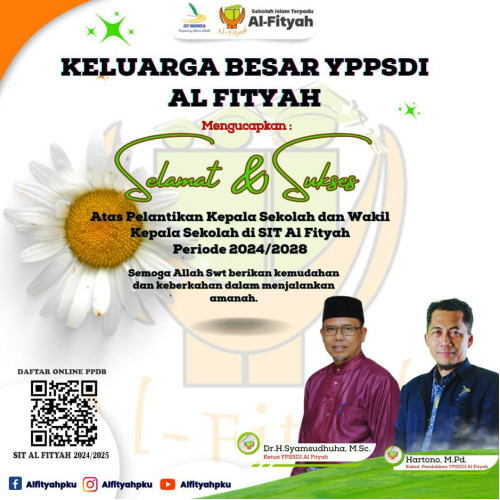 PELANTIKAN KEPALA SEKOLAH DAN WAKIL KEPALA SEKOLAH SIT AL FITYAH PRIODE 2024-2028